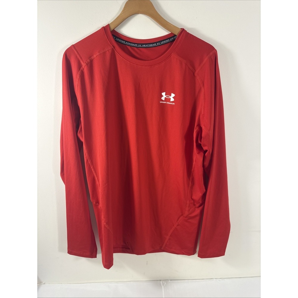 NWT Under Armour Men's 2XL HeatGear Compression Long Sleeve Shirt Red